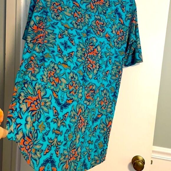 LuLaRoe NWOT aqua and orange print Irma tunic size XXS - Picture 8 of 9